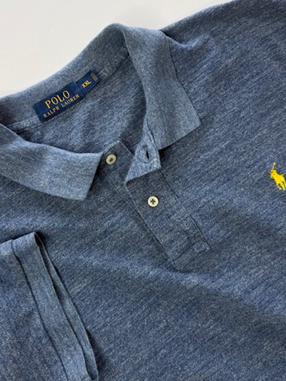 Polo Ralph Lauren Shirt Men's XXL Blue Short Sleeve Cotton Heathered